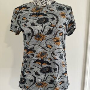 Ulla Johnson Floral Patterned Gray and Orange Women's Top-stretch fabric